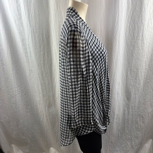 Artizia Babaton Beau Silk blouse Navy And White Gingham Print M - Picture 4 of 8